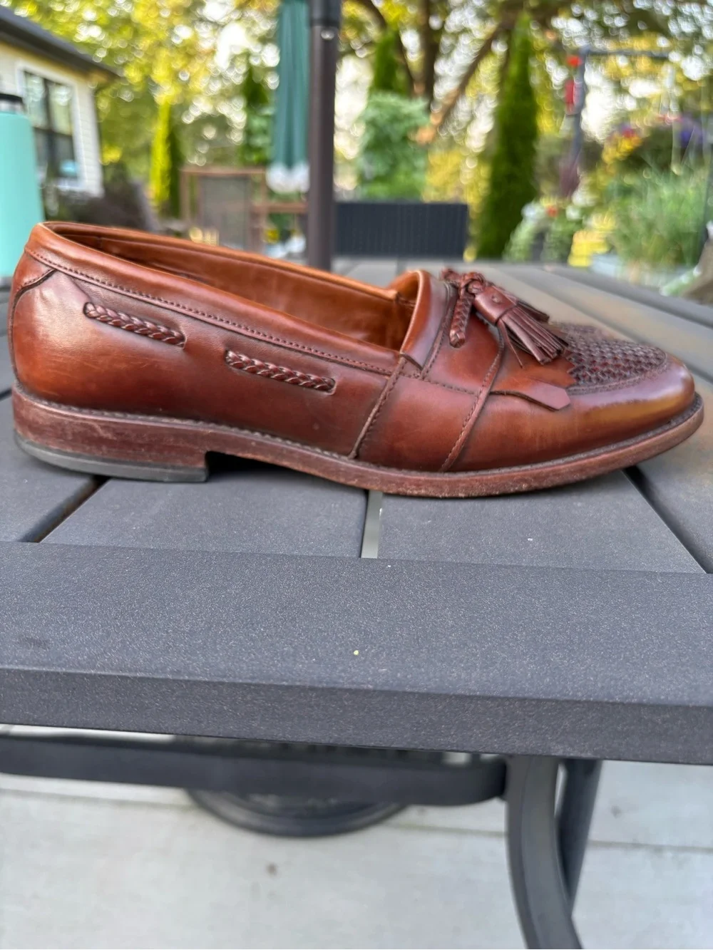 Allen Edmonds Cody Fine Imported Leather Woven Tassel Loafers Men sz8Made in USA